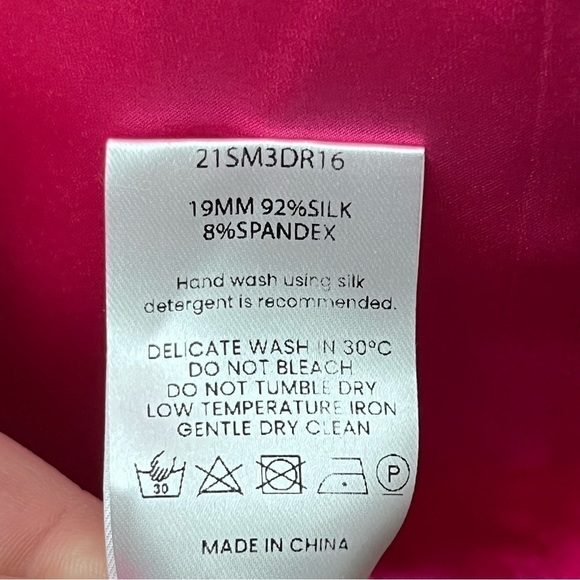 Silk Maison Hot Pink Silk Cut out Asymmetrical One Shoulder Midi Slip Dress NWT - Picture 16 of 16